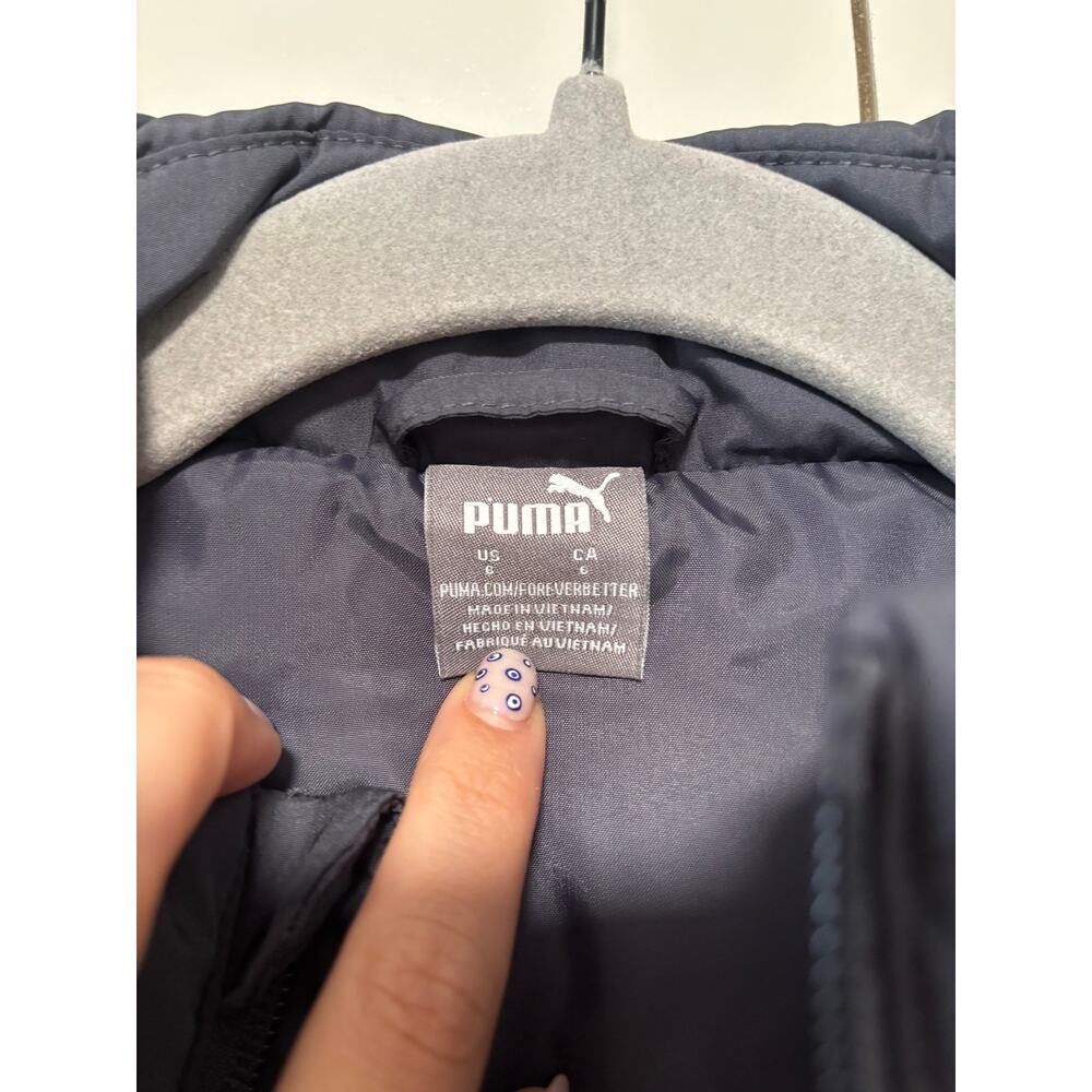 Puma Kids Puffer Vest Size 8 Navy Pink White Full Zip Lightweight Winter Coat - Picture 5 of 9